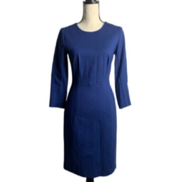 NWOT J. Crew Blue Zip Ponte Sheath Dress - Picture 14 of 14